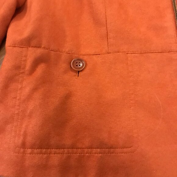 INDEX Jacket Orange 14 Petite Womens Zip Up Jacket Suede Like Pockets - Picture 4 of 12